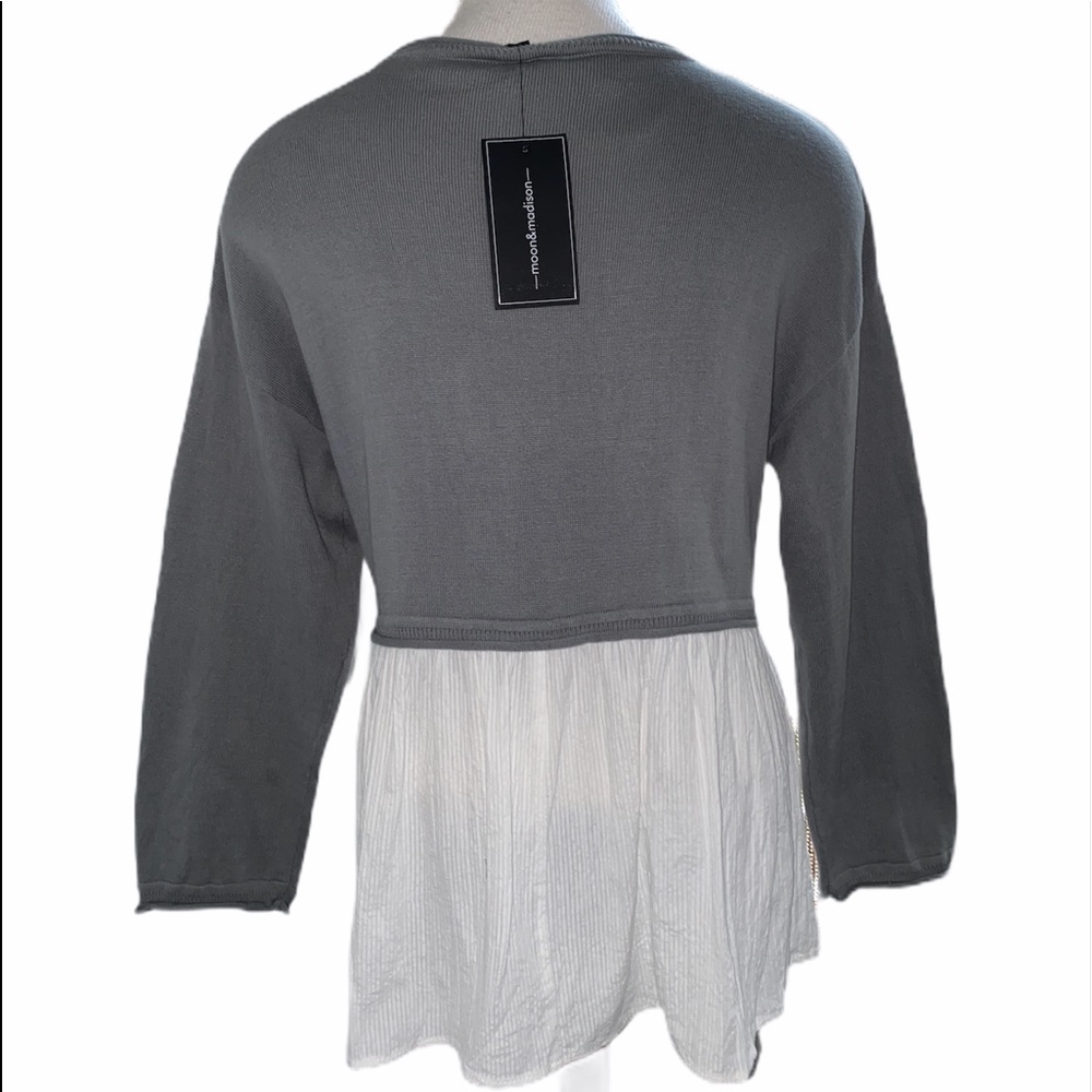 Moon & Madison Grey Soft knit sheer Flowy Sweater - Picture 6 of 8